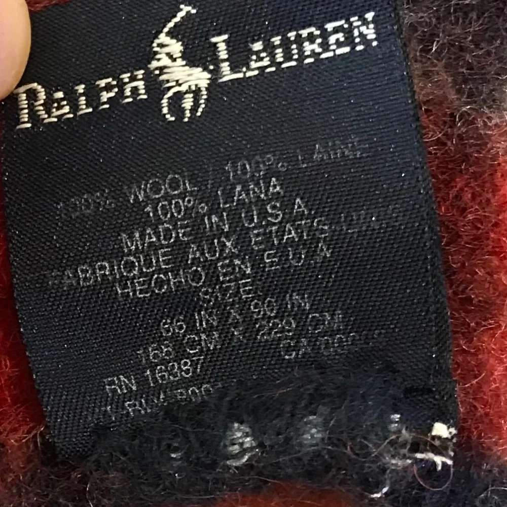 Y2k🔥 CABINCORE FESTIVAL RALPH LAUREN 100% WOOL PLAID THROW BLANKET
